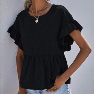 Black Ruffle Tee